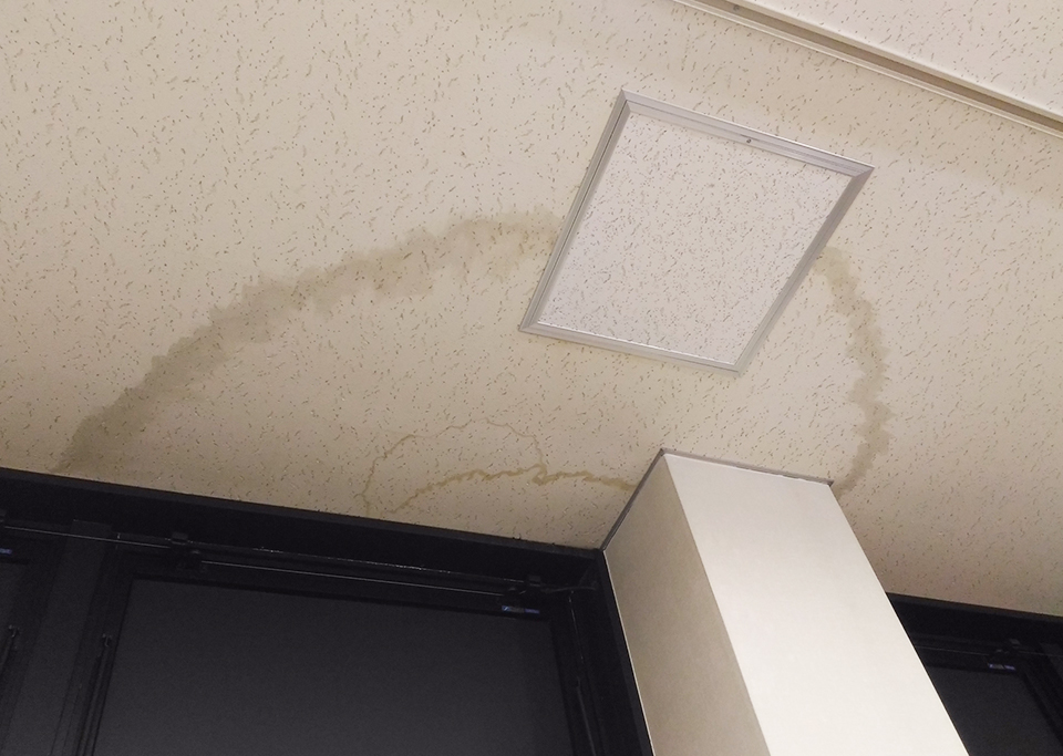 天井にできた雨漏りのシミ