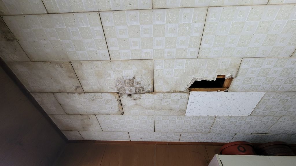 【中野市】天井塗装～台所の雨漏りしている天井をキレイにしたい～